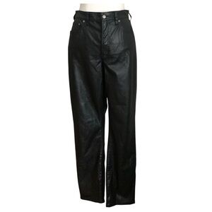 Gap Vintage Slim High Rise Faux Leather Pants Womens Sz 33 | 16 L Black Straight